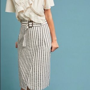 Anthropologie striped wrap midi skirt size 2